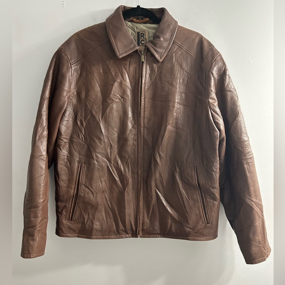 Vintage RC Robert Comstock Expedition Mens Brown leather jacket lined